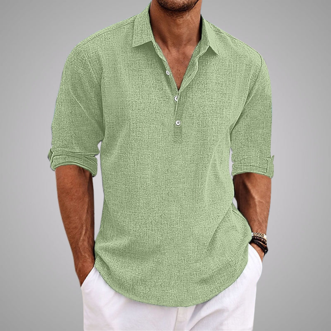 DELACROIX | Chemise Texturée Demi-Boutonnée pour Homme - Modèle Thierry