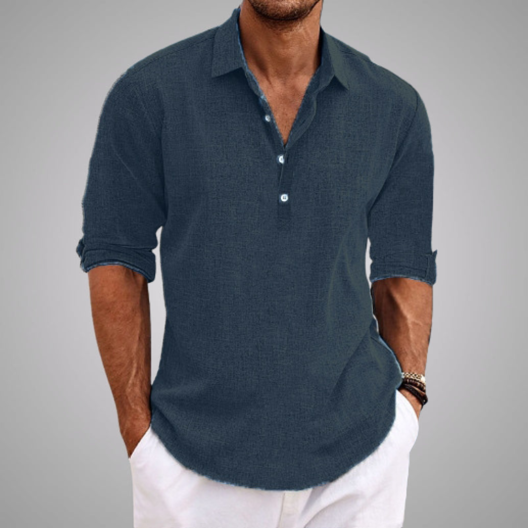 DELACROIX | Chemise Texturée Demi-Boutonnée pour Homme - Modèle Thierry