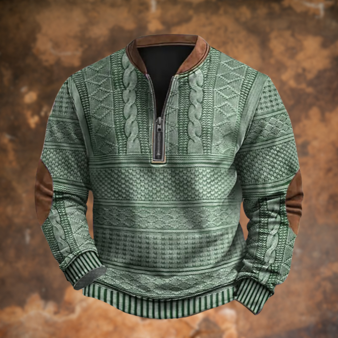 DELACROIX | Sweater with Zipped Front and Twisted Print for Men - Daniel