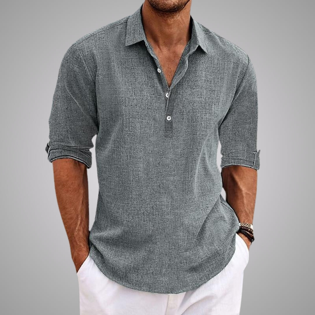 DELACROIX | Chemise Texturée Demi-Boutonnée pour Homme - Modèle Thierry