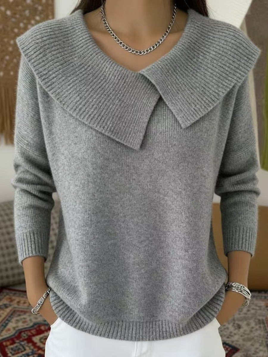 DELACROIX | Pull col chemise oversize pour femme Denise
