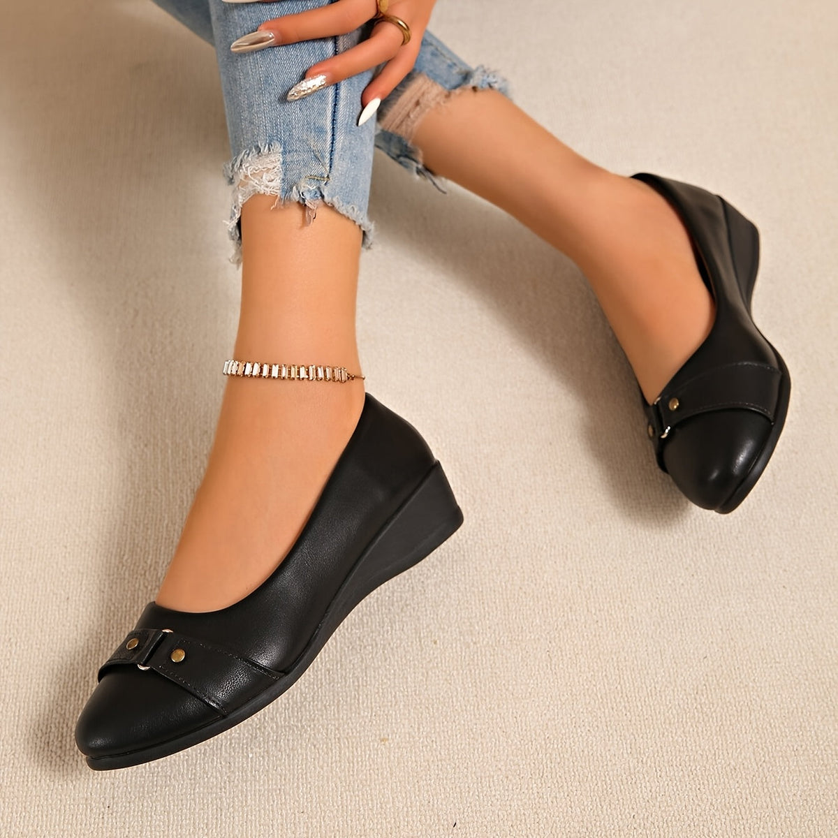 DELACROIX | Aveline Ballerines Compensées Femme avec Boucle