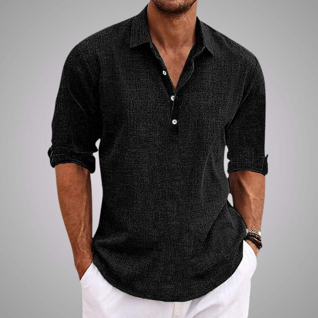 DELACROIX | Chemise Texturée Demi-Boutonnée pour Homme - Modèle Thierry