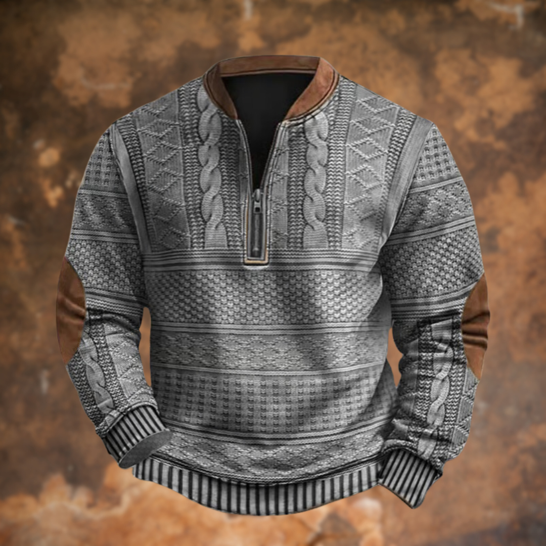 DELACROIX | Sweater with Zipped Front and Twisted Print for Men - Daniel