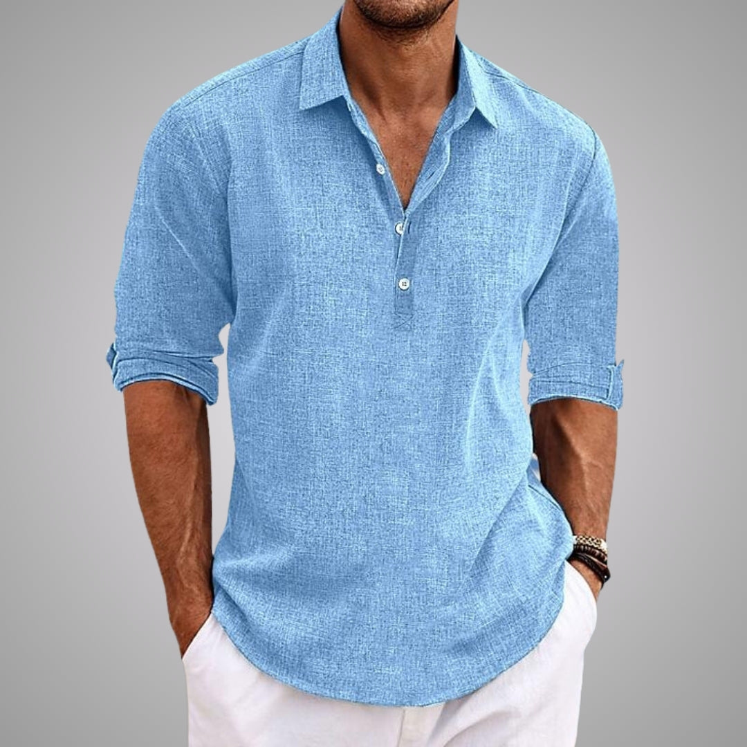 DELACROIX | Chemise Texturée Demi-Boutonnée pour Homme - Modèle Thierry