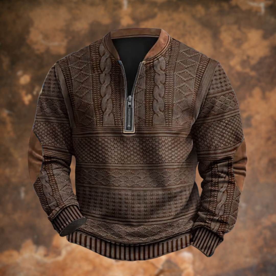 DELACROIX | Sweater with Zipped Front and Twisted Print for Men - Daniel