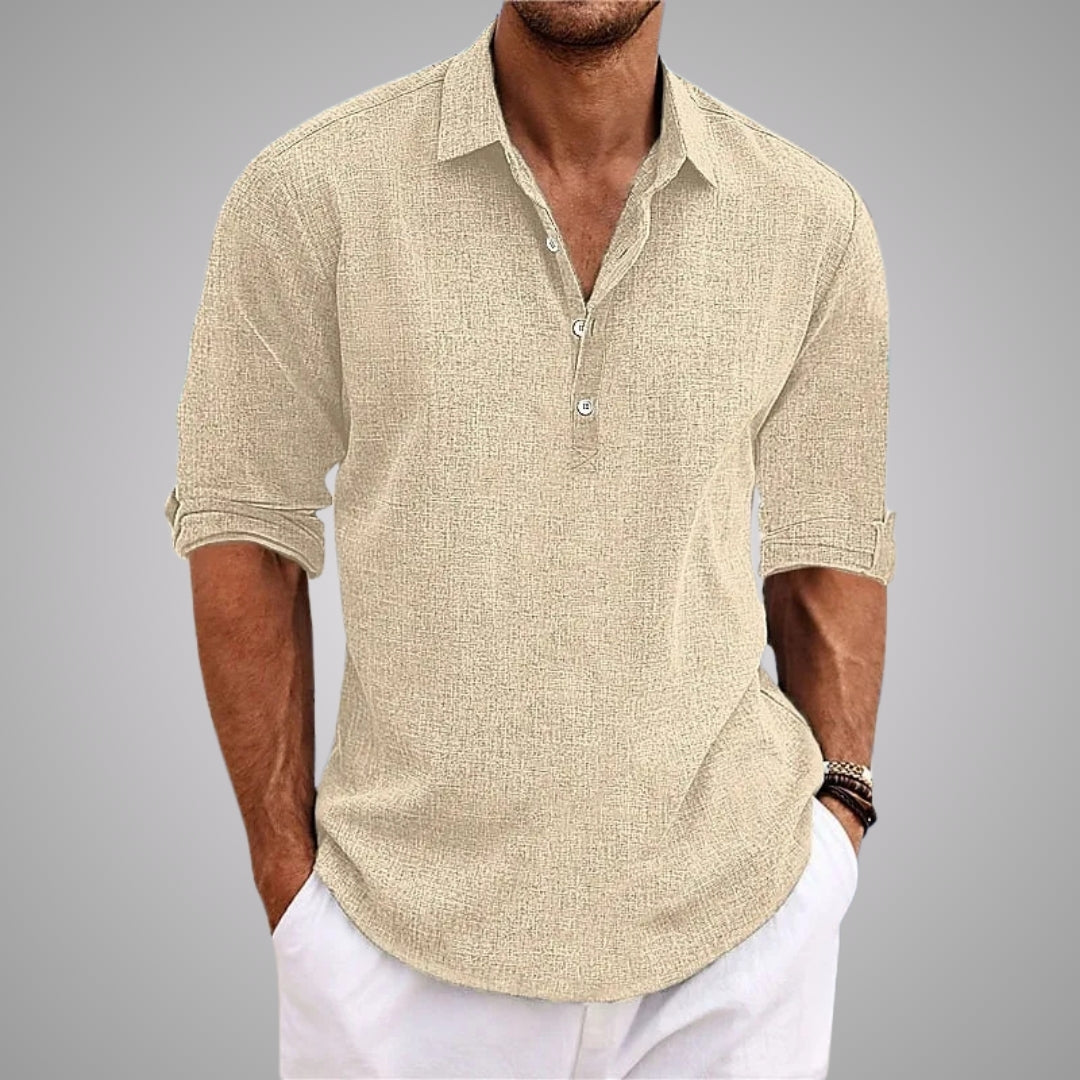 DELACROIX | Chemise Texturée Demi-Boutonnée pour Homme - Modèle Thierry