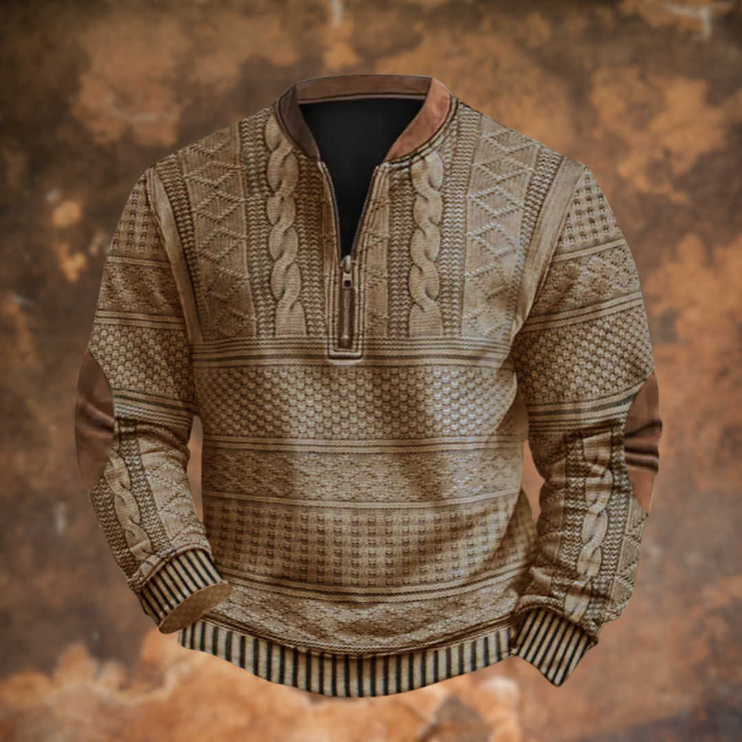 DELACROIX | Sweater with Zipped Front and Twisted Print for Men - Daniel