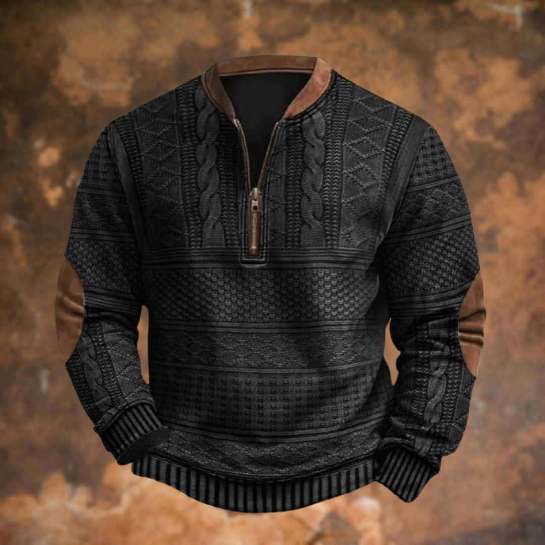 DELACROIX | Sweater with Zipped Front and Twisted Print for Men - Daniel