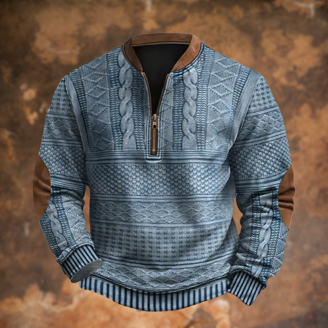 DELACROIX | Sweater with Zipped Front and Twisted Print for Men - Daniel