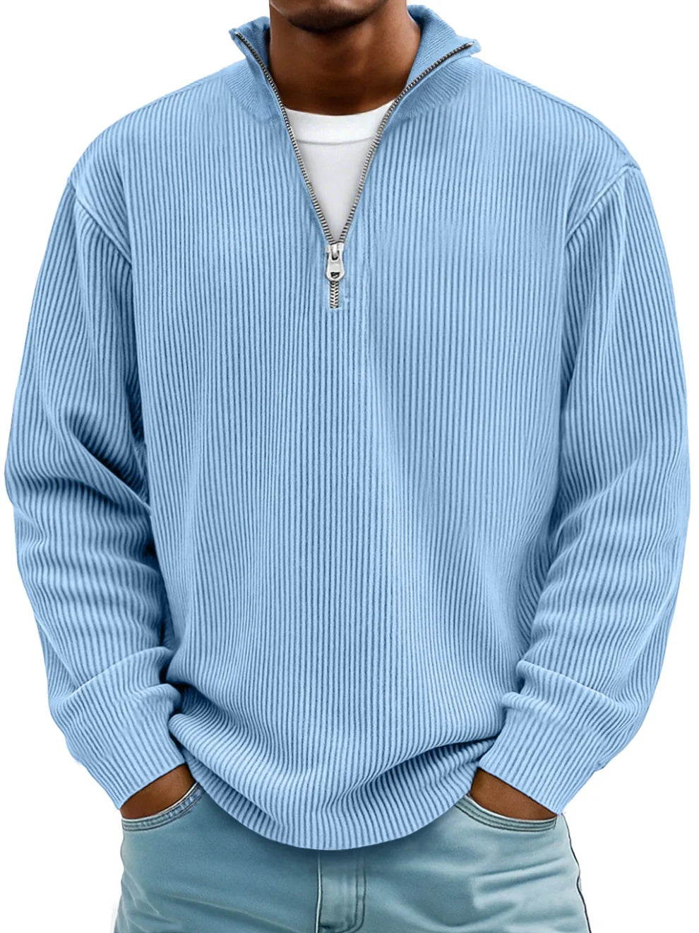 DELACROIX | Pull zippé à côtes Marc pour homme