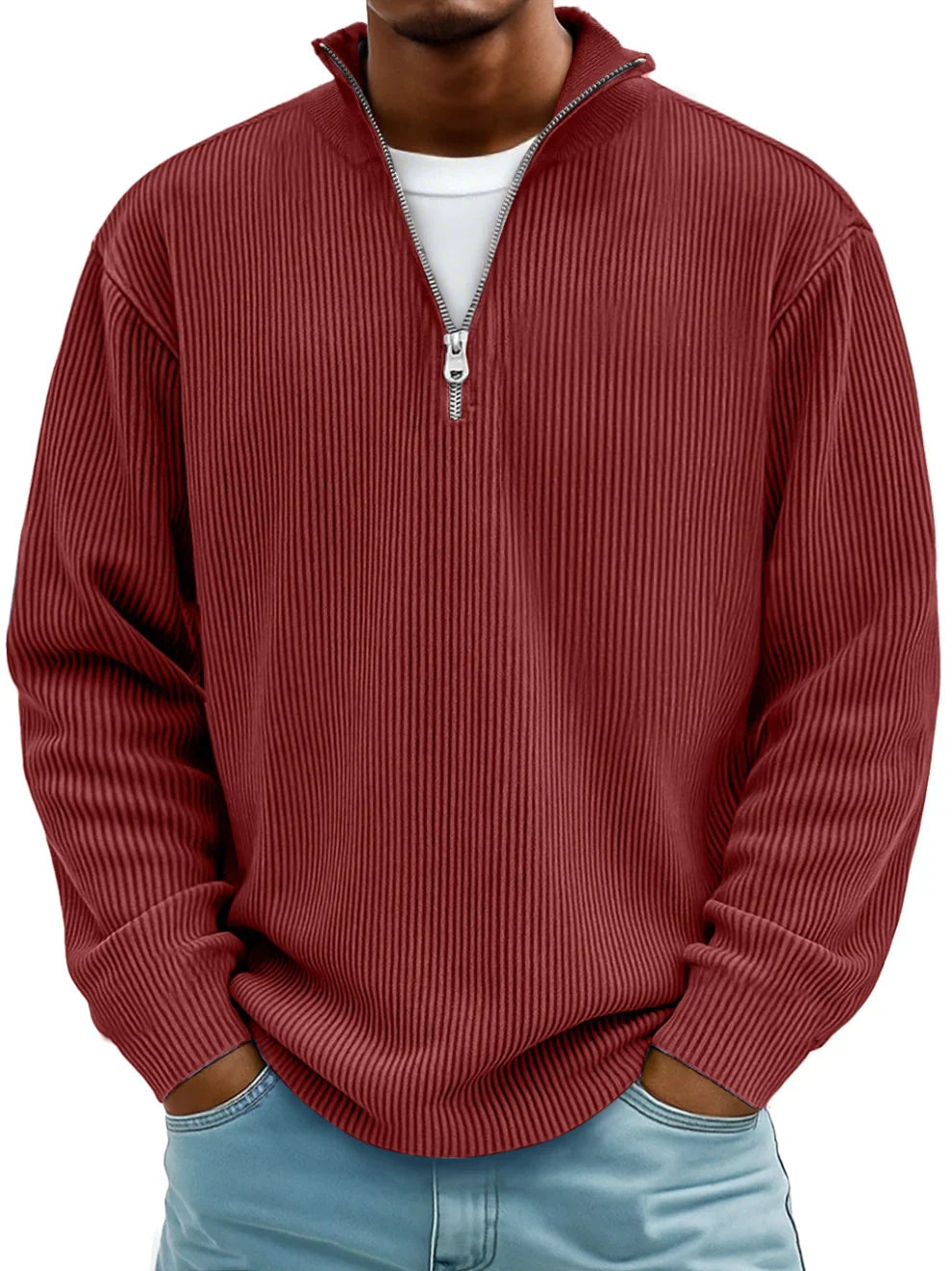 DELACROIX | Pull zippé à côtes Marc pour homme