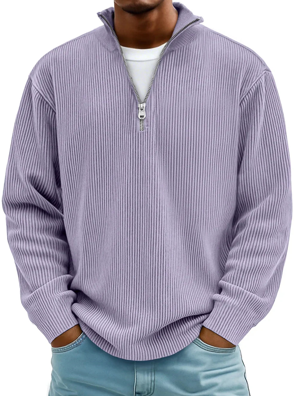 DELACROIX | Pull zippé à côtes Marc pour homme