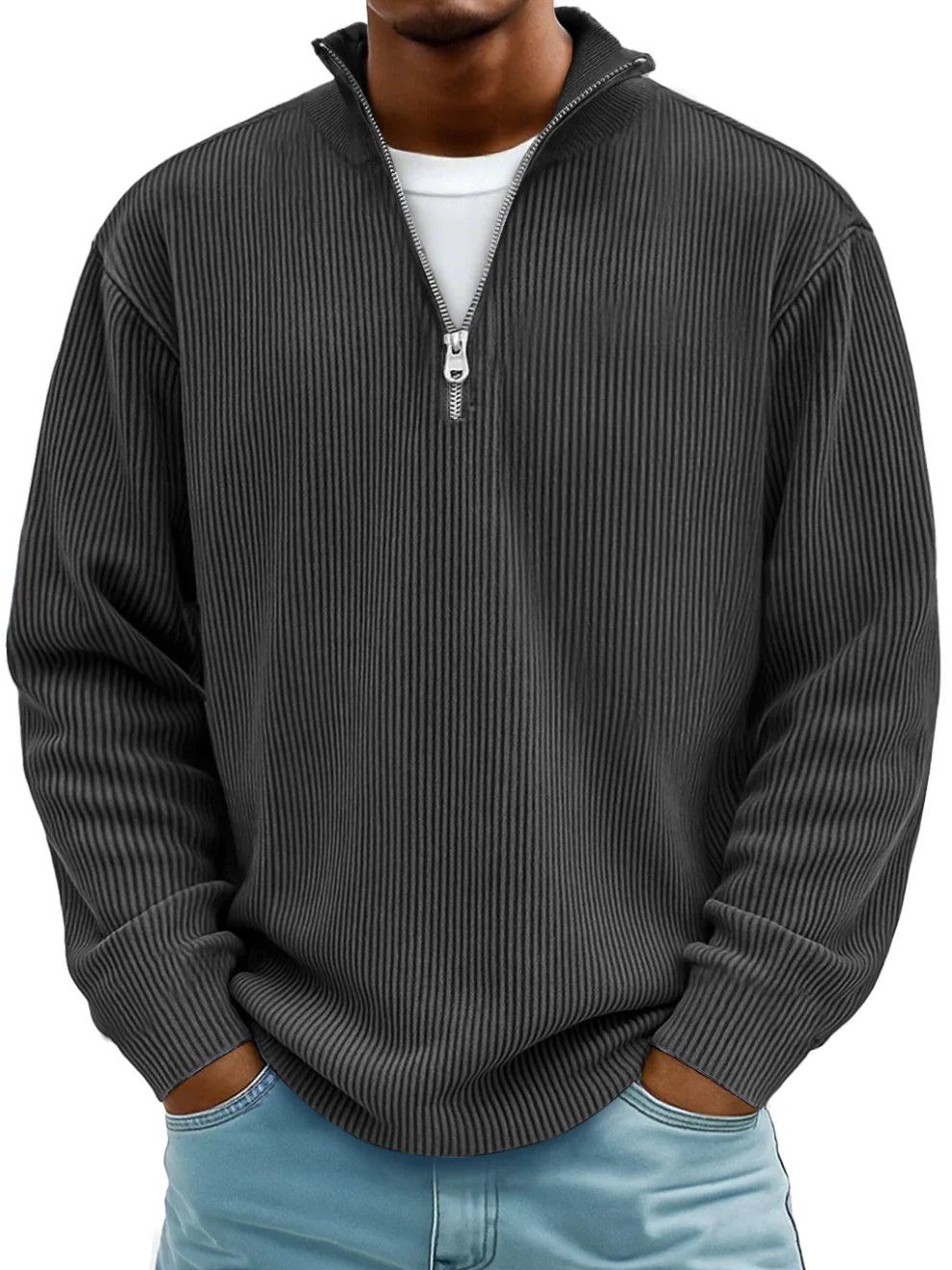 DELACROIX | Pull zippé à côtes Marc pour homme