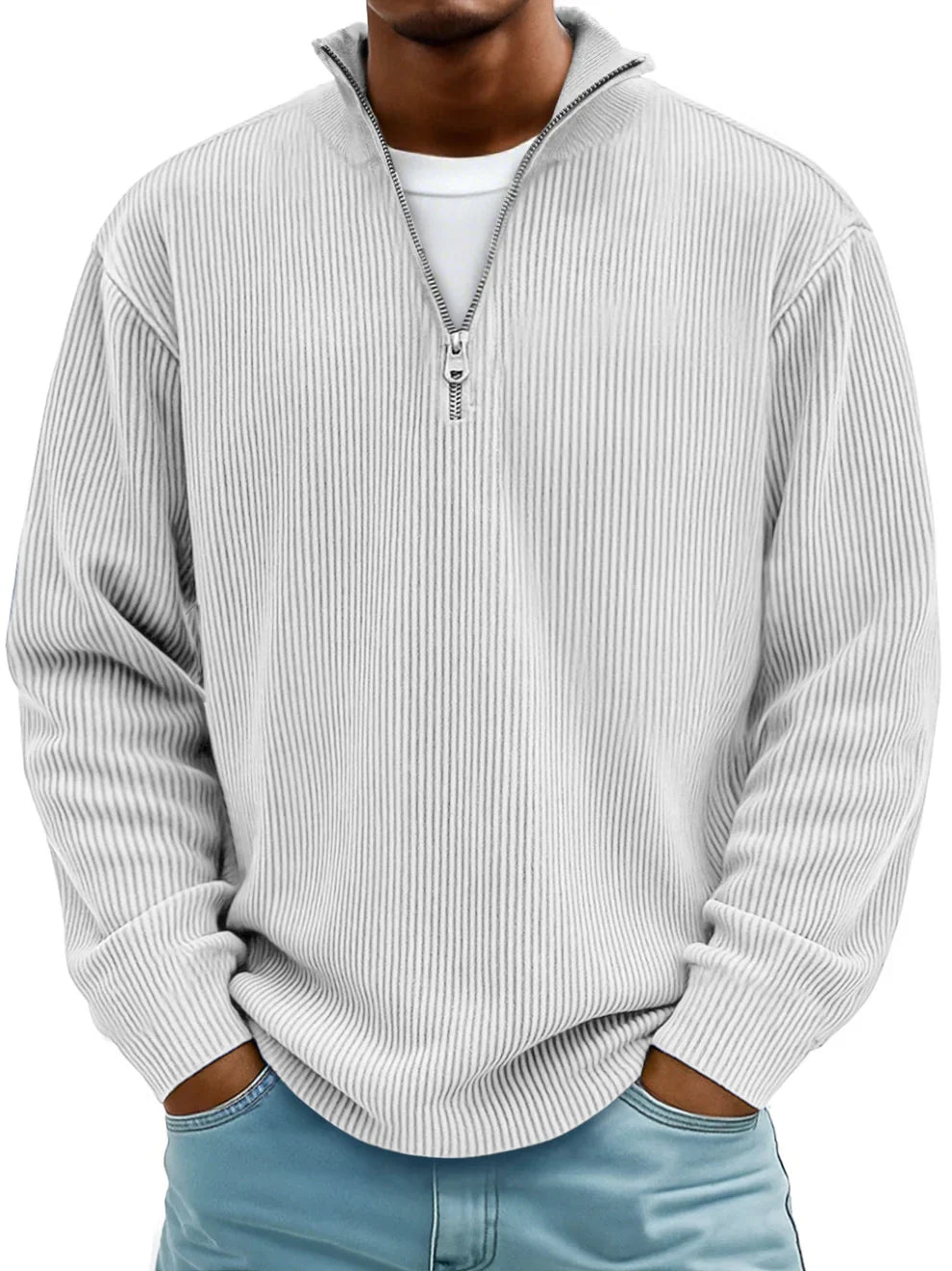 DELACROIX | Pull zippé à côtes Marc pour homme