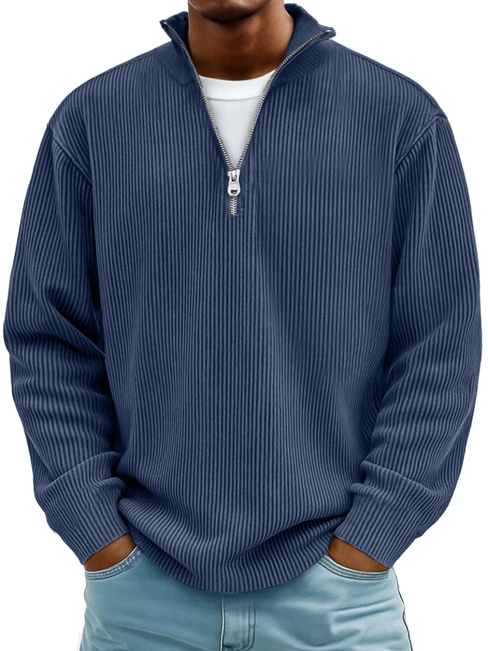 DELACROIX | Pull zippé à côtes Marc pour homme