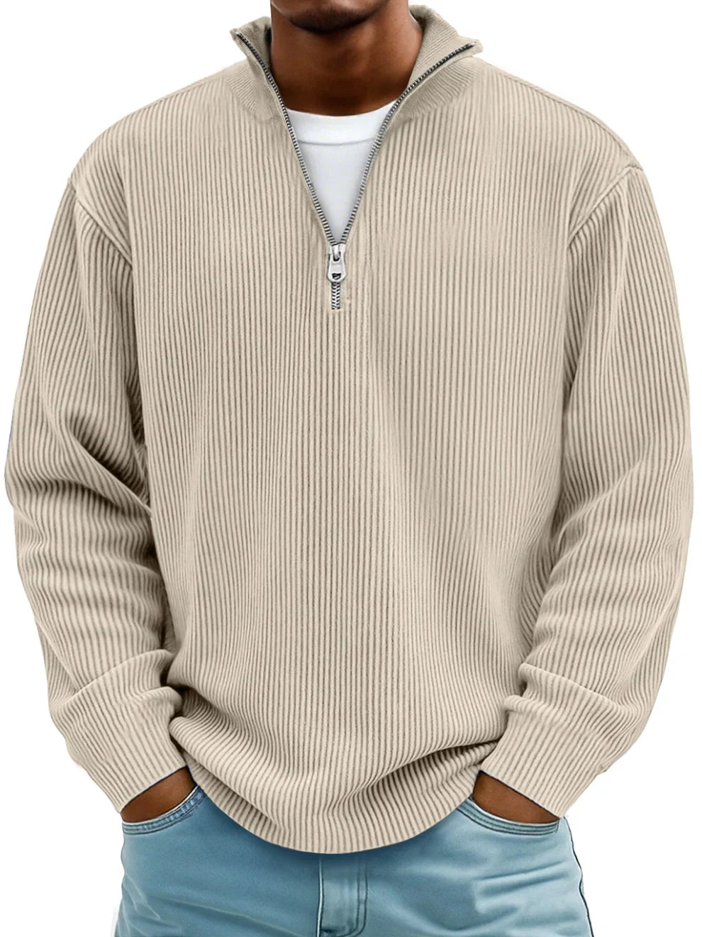 DELACROIX | Pull zippé à côtes Marc pour homme
