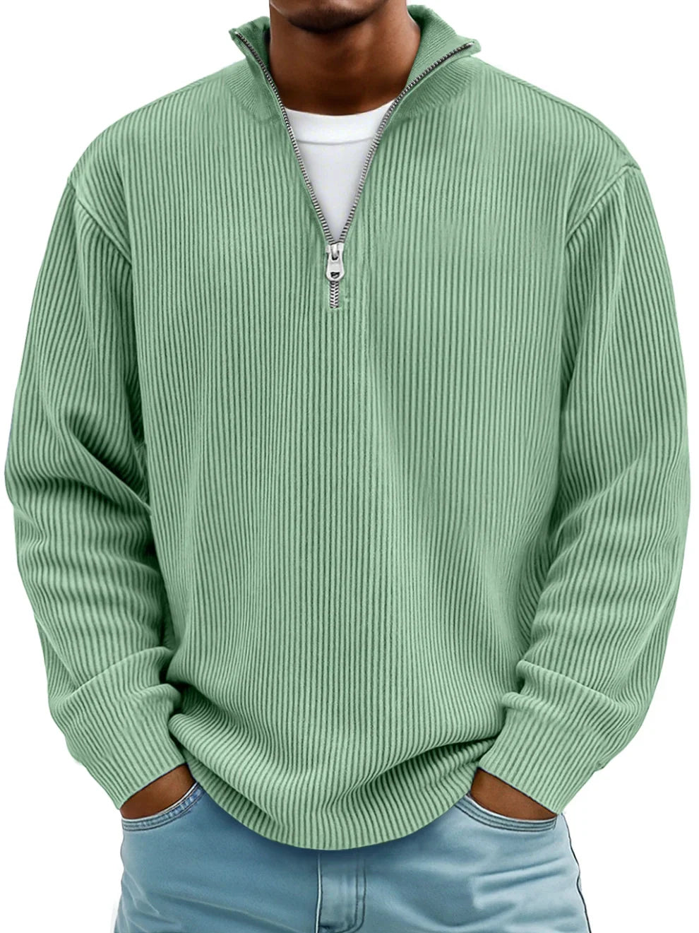 DELACROIX | Pull zippé à côtes Marc pour homme