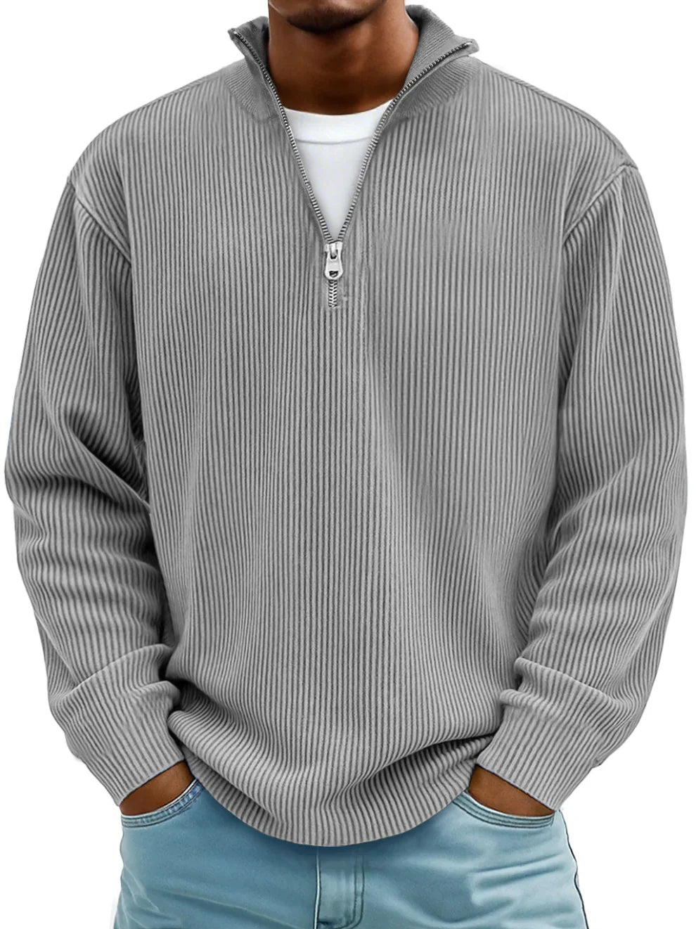 DELACROIX | Pull zippé à côtes Marc pour homme