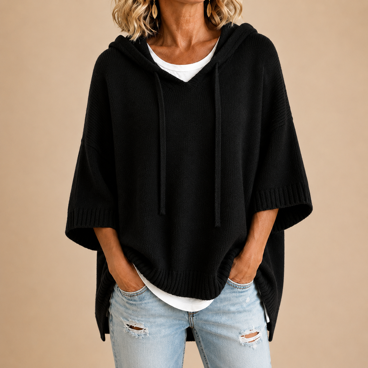 Mirella | Poncho en Tricot avec Capuche