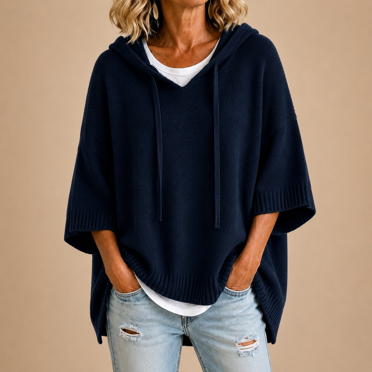 Mirella | Poncho en Tricot avec Capuche