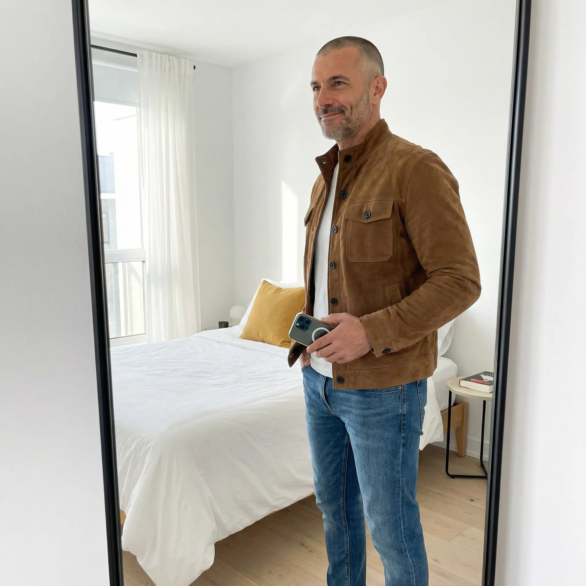 DELACROIX | Veste en daim pour homme à poches Marc