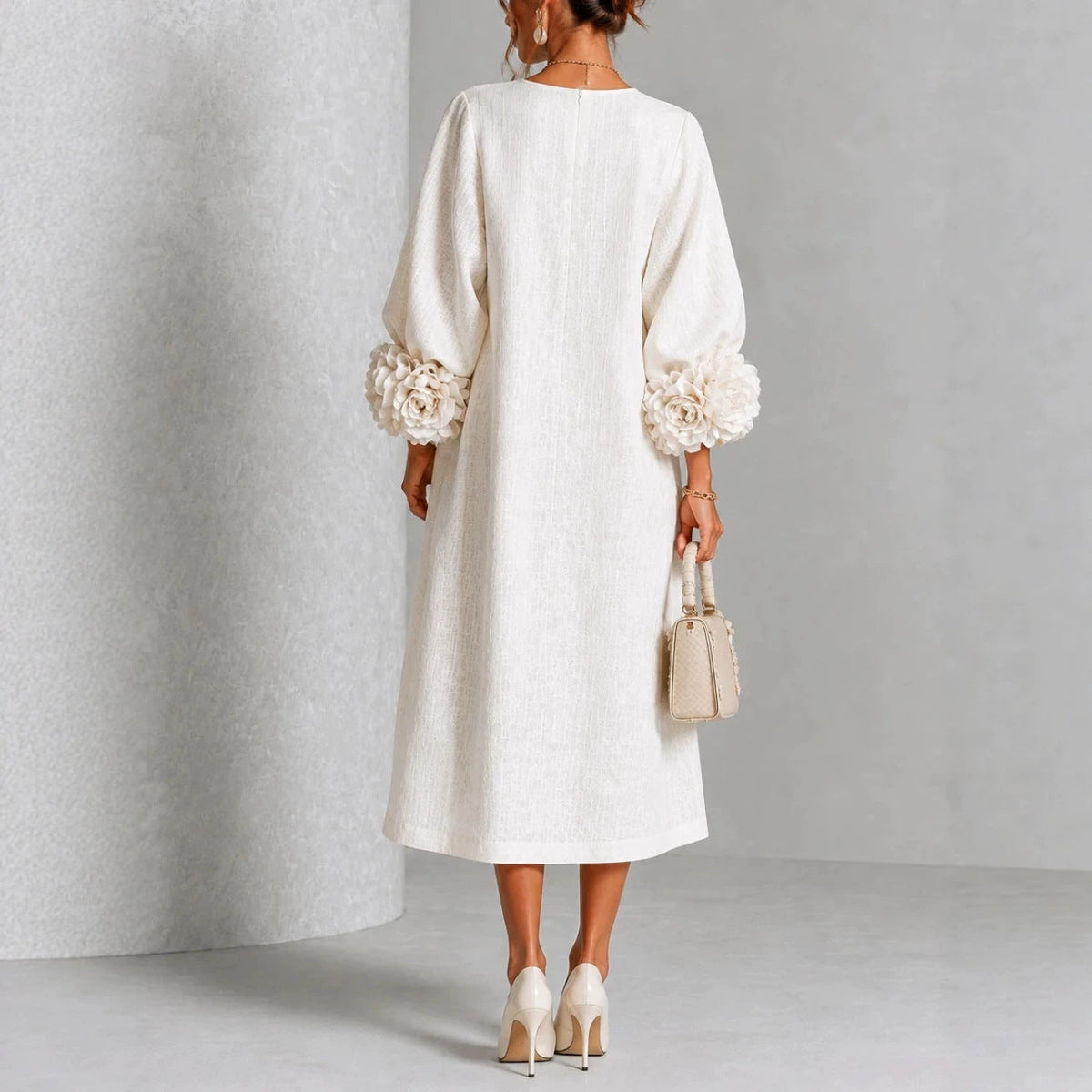 DELACROIX | Robe Midi à Manches Fleuries pour Femme Michèle