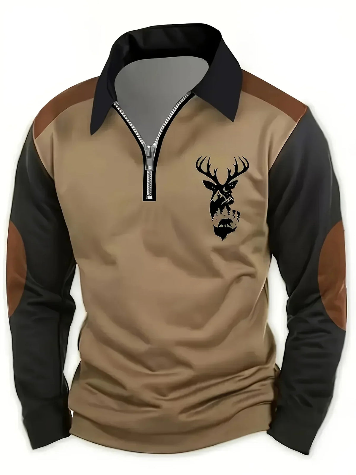 DELACROIX | Gérard Men's Zip-Up Sweater with Deer Pattern
