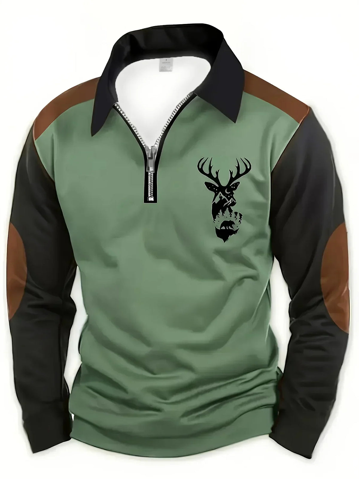 DELACROIX | Gérard Men's Zip-Up Sweater with Deer Pattern