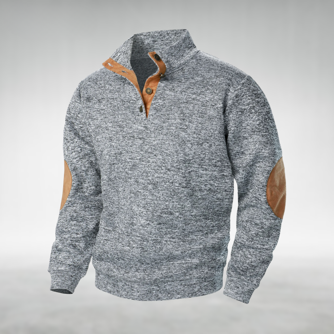 DELACROIX | Pull Bernard pour homme avec col boutonné et coudières
