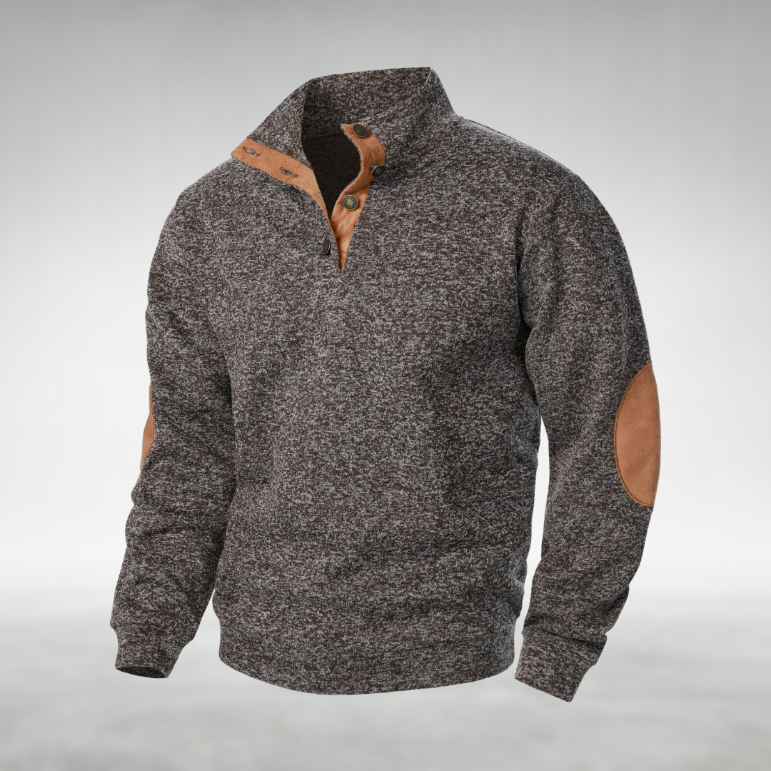 DELACROIX | Pull Bernard pour homme avec col boutonné et coudières