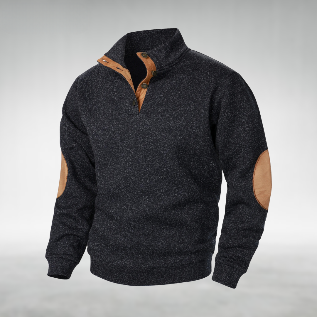 DELACROIX | Pull Bernard pour homme avec col boutonné et coudières