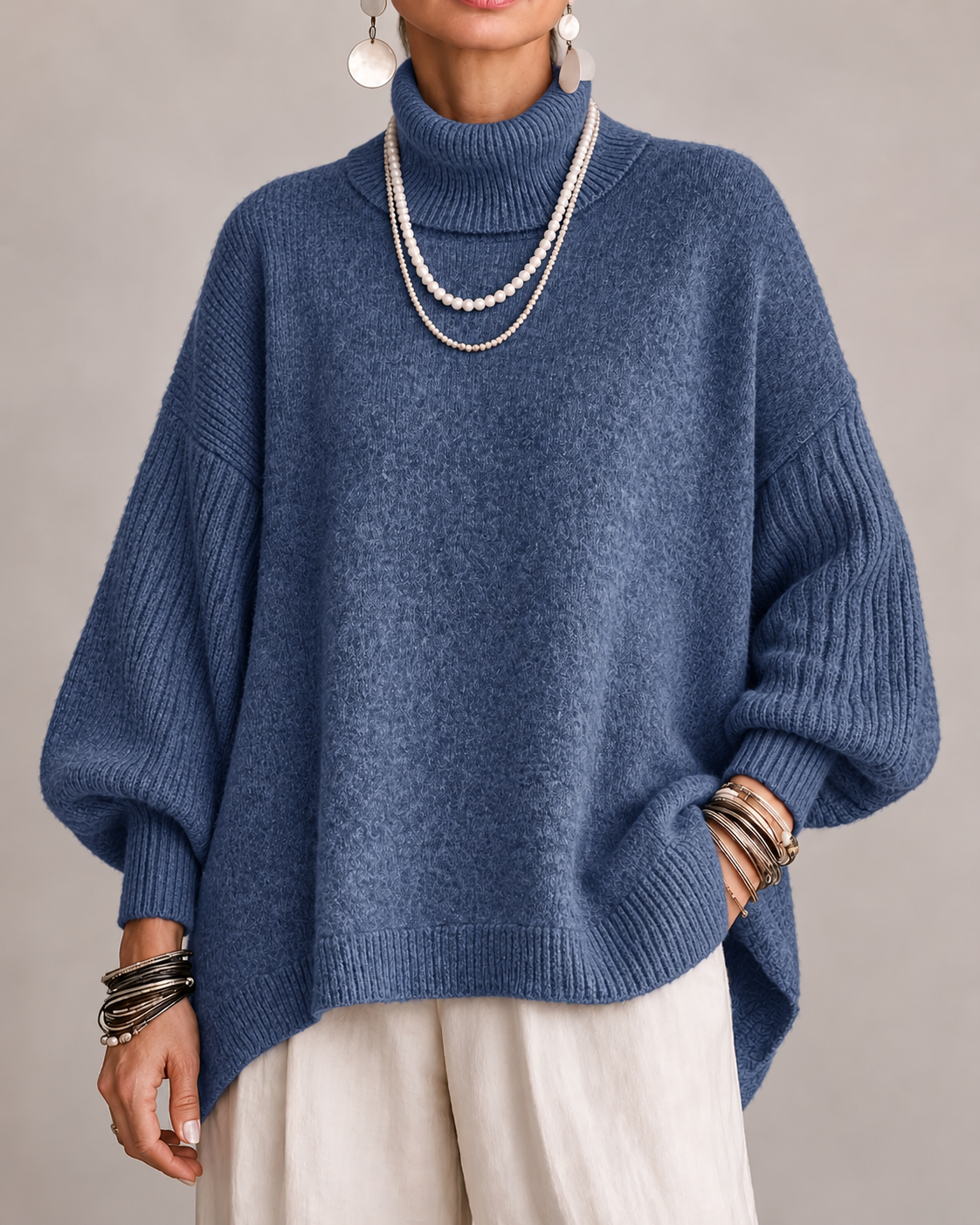 DELACROIX | Pull col roulé oversize pour femme Pauline