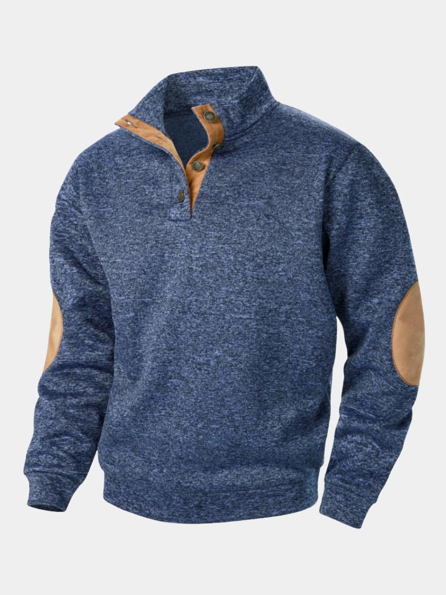 DELACROIX | Pull Bernard pour homme avec col boutonné et coudières