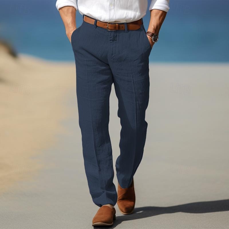 DELACROIX | Pantalon droit pour homme Olivier avec passants de ceinture
