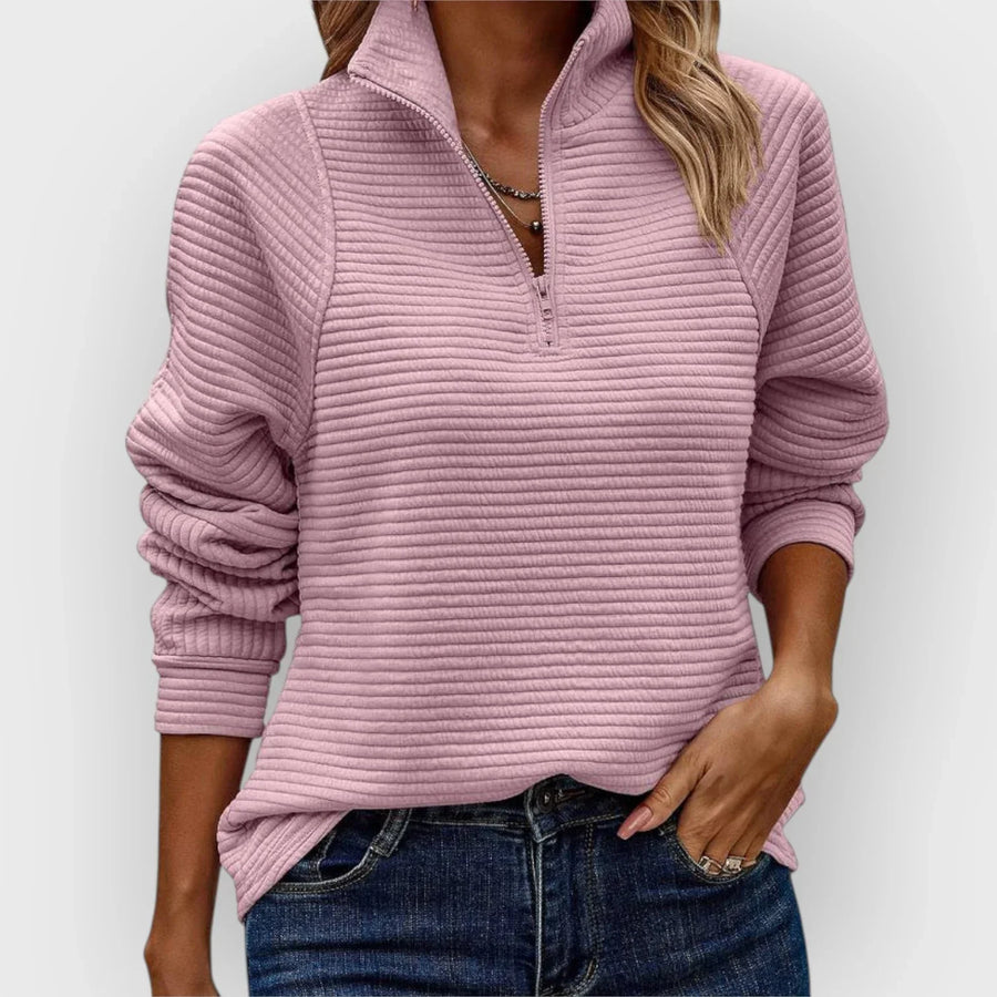 DELACROIX | Gisèle Women's Ribbed Zip Neck Sweater