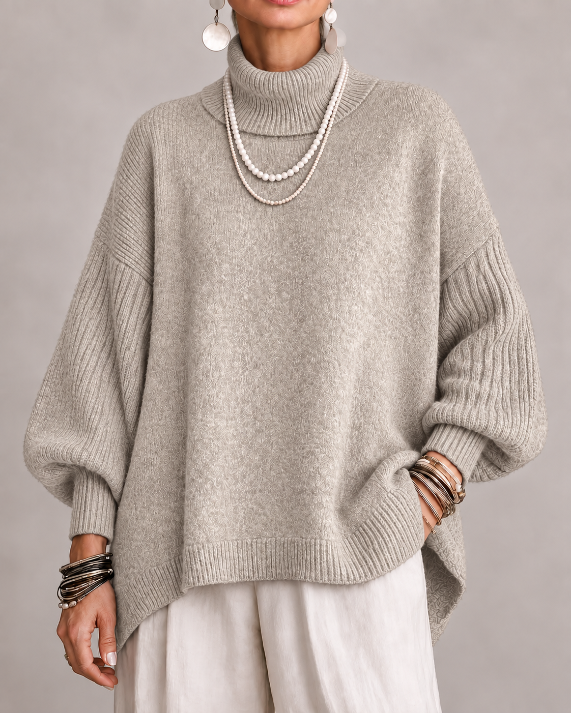 DELACROIX | Pull col roulé oversize pour femme Pauline