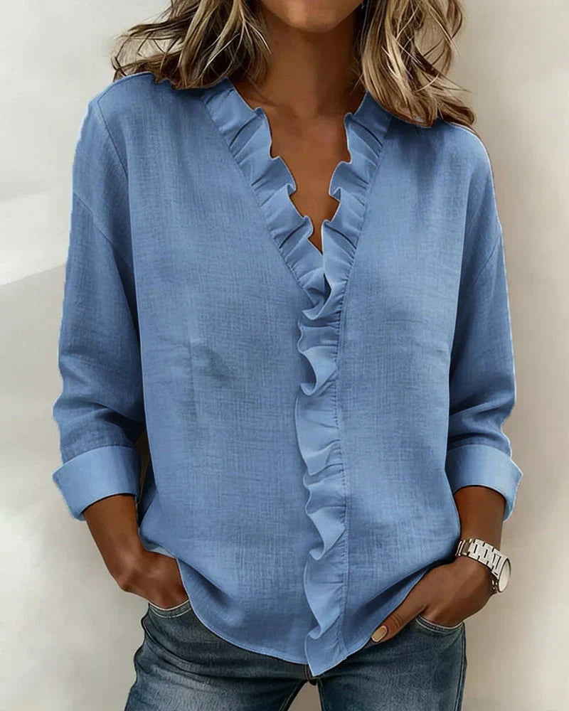 DELACROIX | Blouse Femme Claire à Volants et Col V