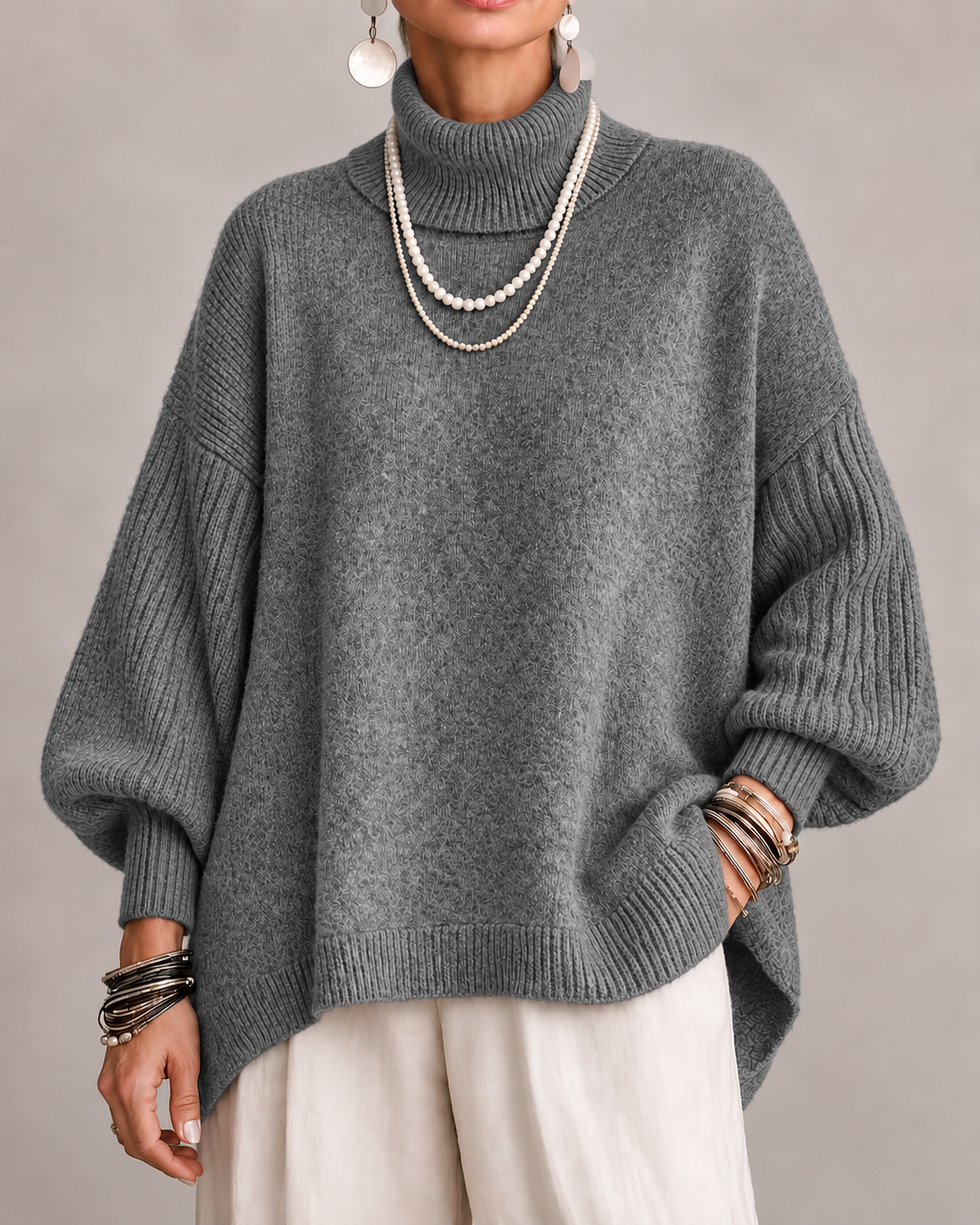 DELACROIX | Pull col roulé oversize pour femme Pauline