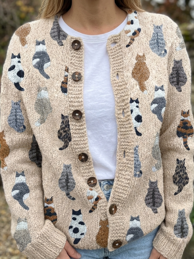 Marianne | Gilet à Motifs Amusants de Chats