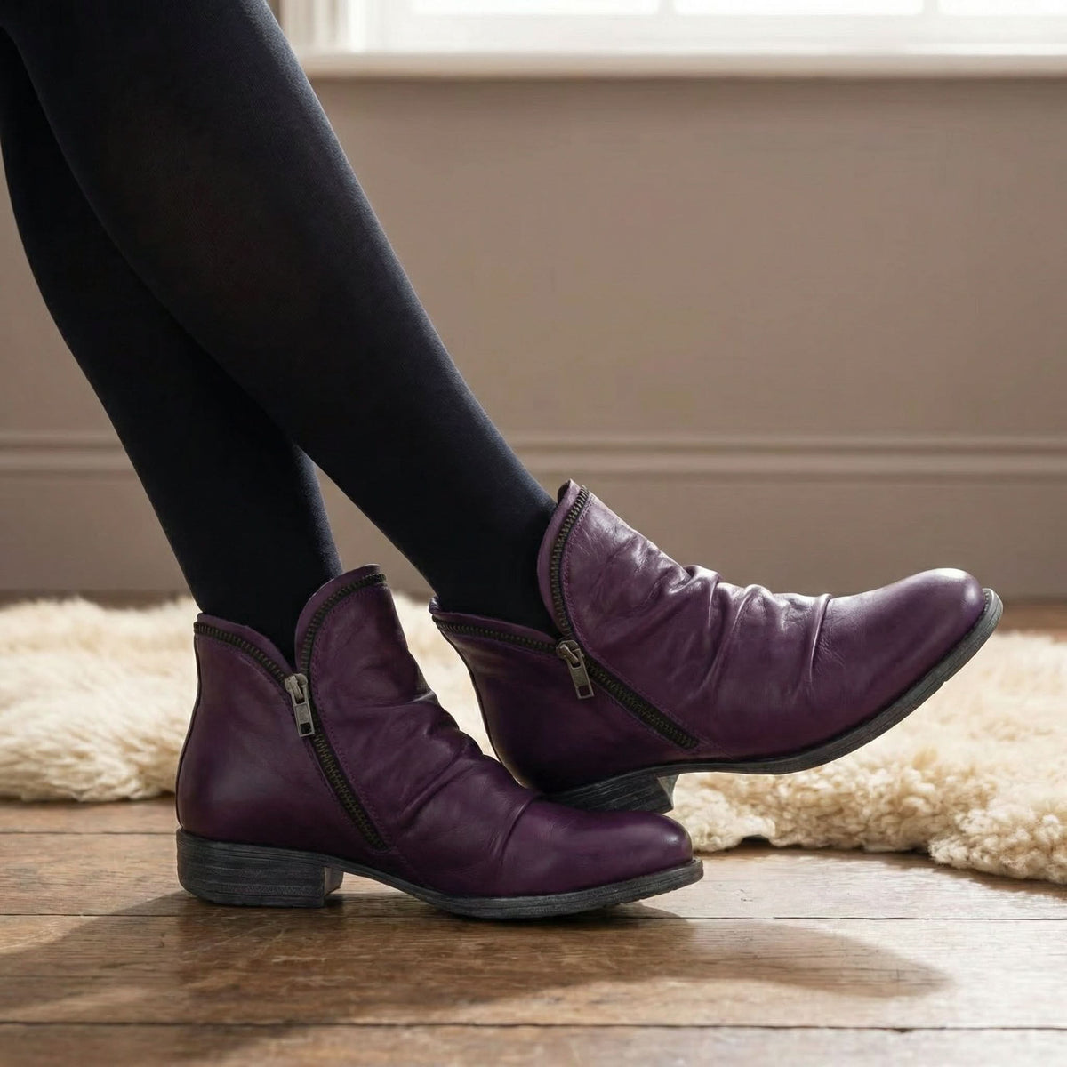 DELACROIX | Bottines zippées froncées pour femme Marie