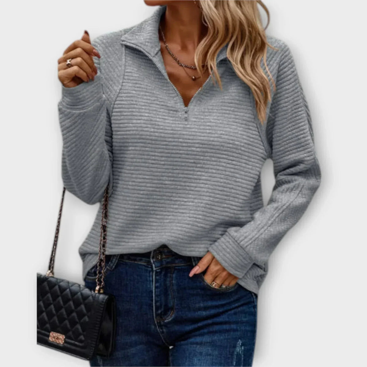 DELACROIX | Pull zippé à côtes pour femme Gisèle