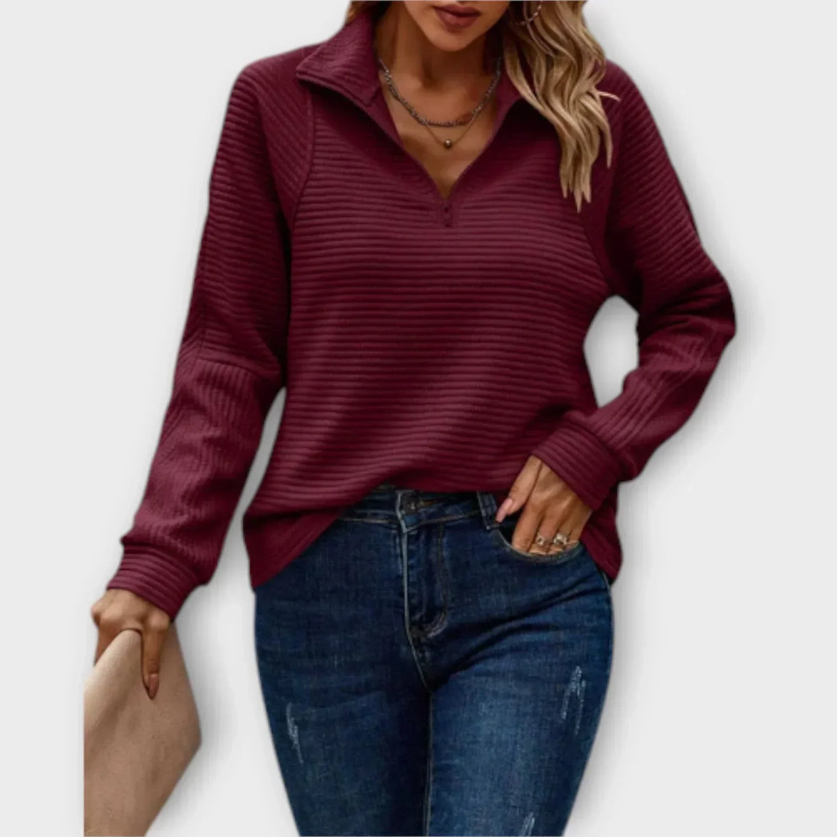 DELACROIX | Pull zippé à côtes pour femme Gisèle