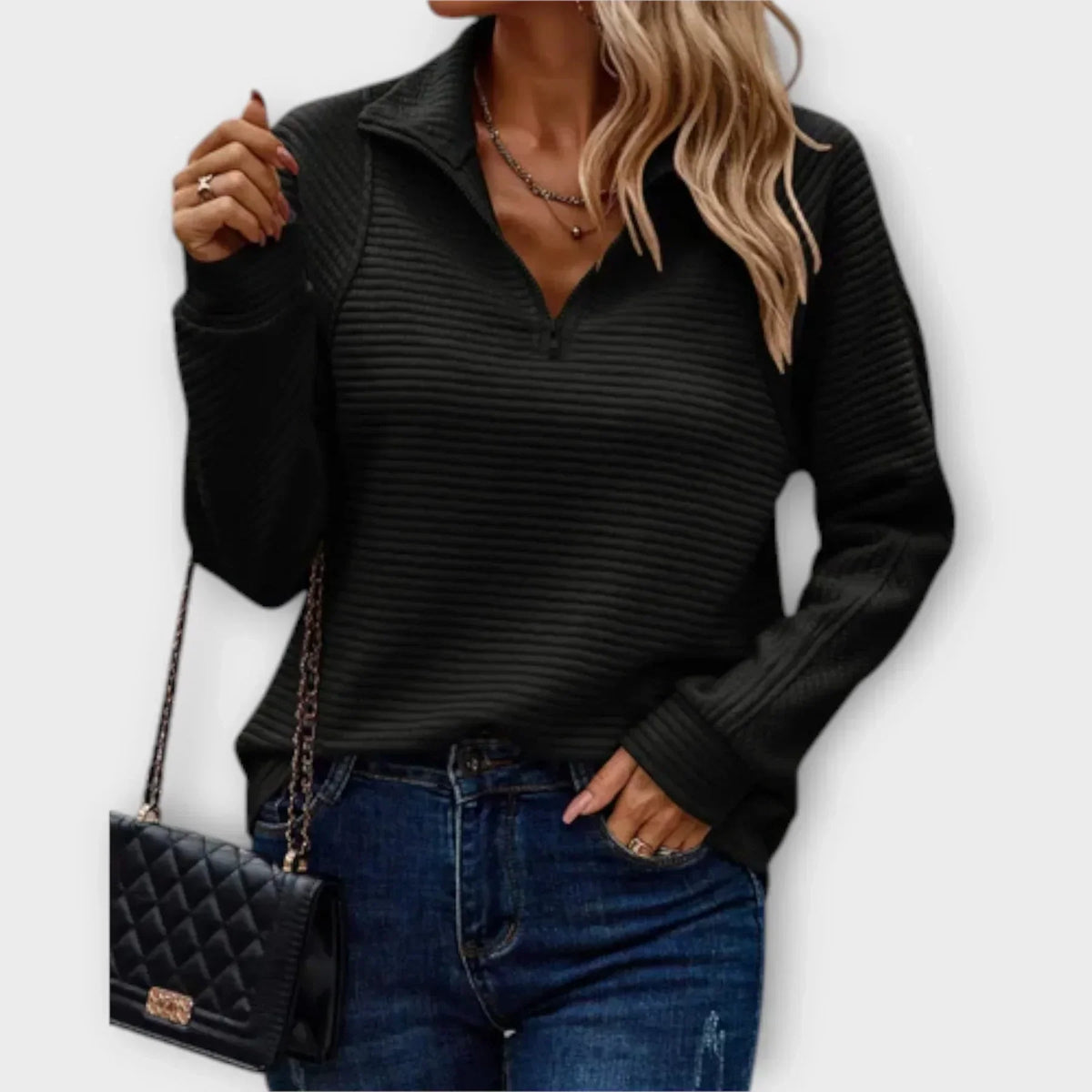 DELACROIX | Pull zippé à côtes pour femme Gisèle