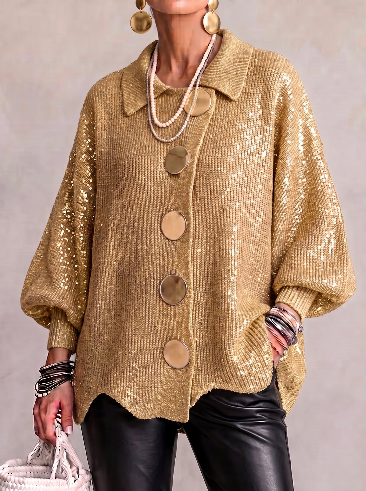 DELACROIX | Gilet Oversize Femme Manon avec Boutons Dorés