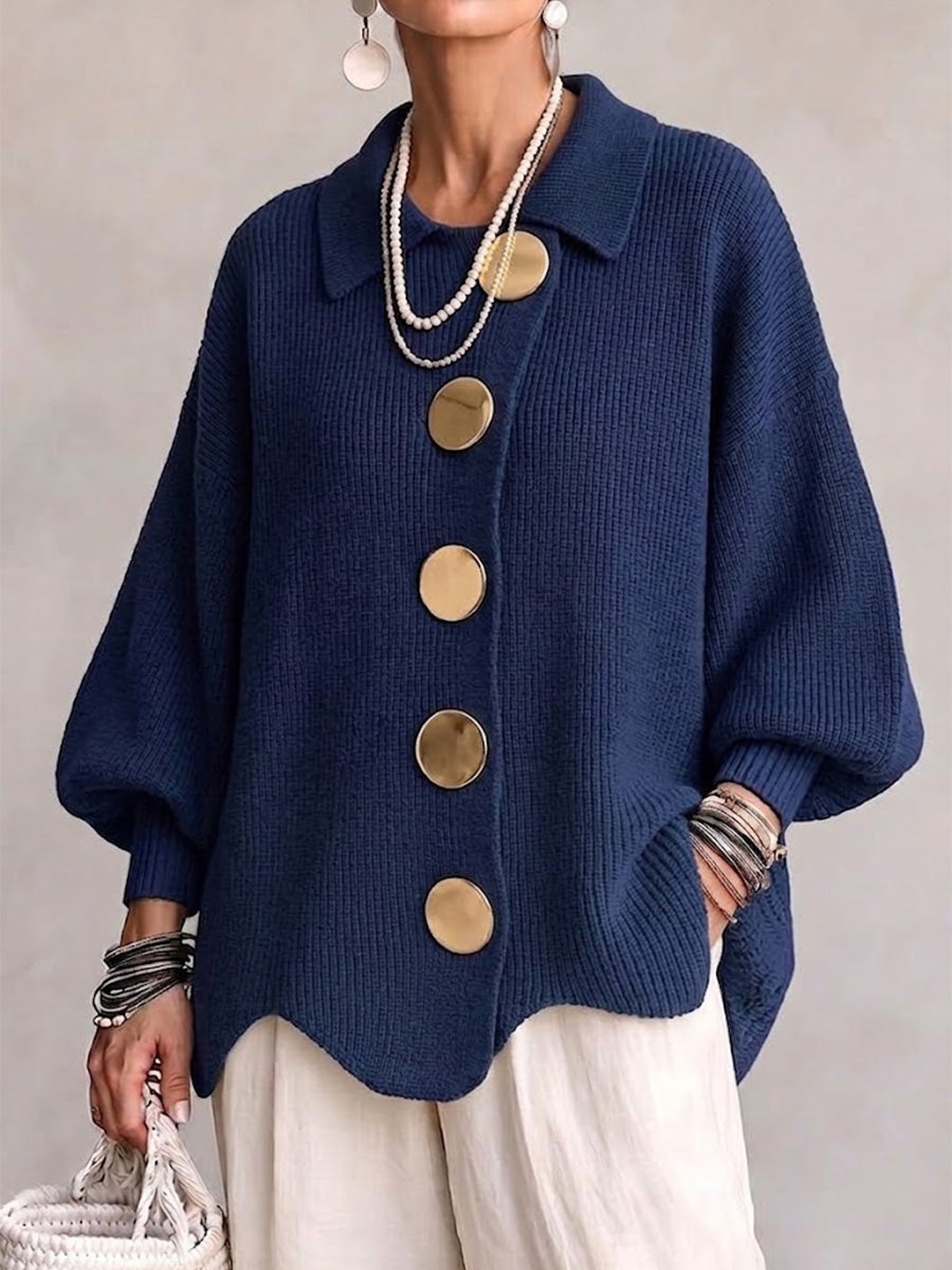 DELACROIX | Gilet Oversize Femme Manon à Boutons Dorés