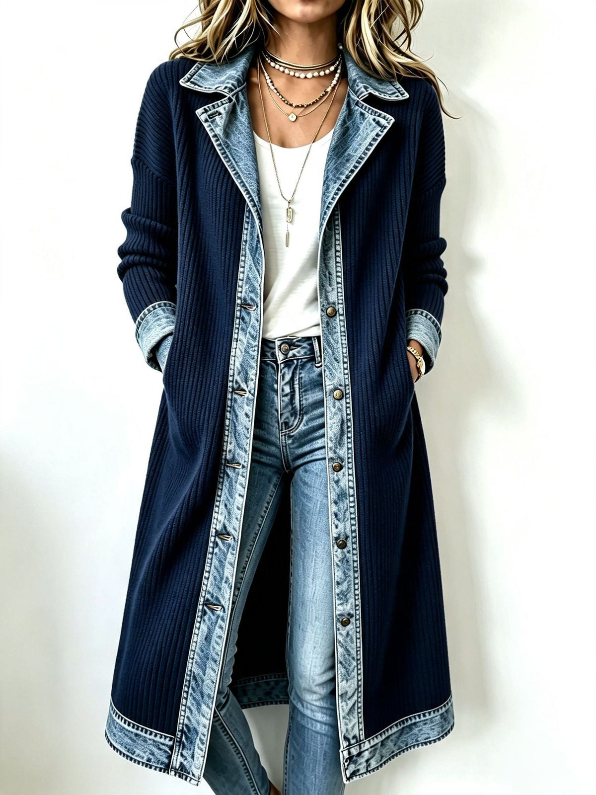DELACROIX | Cardigan long pour femme effet jean de Chloé