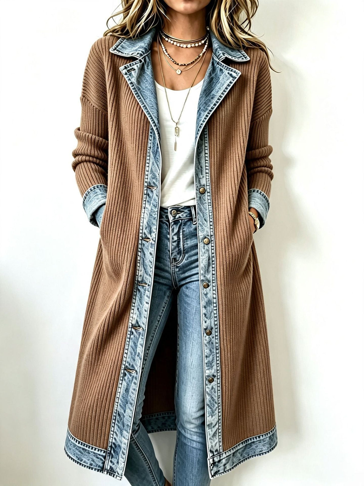 DELACROIX | Cardigan long pour femme effet jean de Chloé