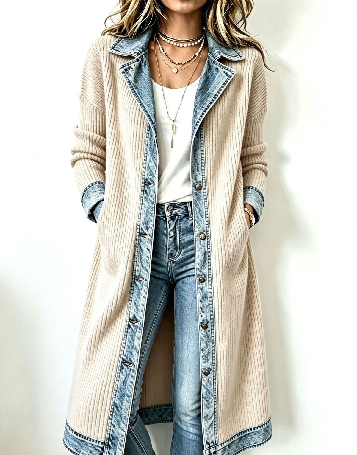 DELACROIX | Cardigan long pour femme effet jean de Chloé