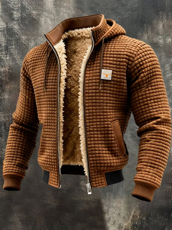 Veste Retro avec Capuche et Fermeture Éclair